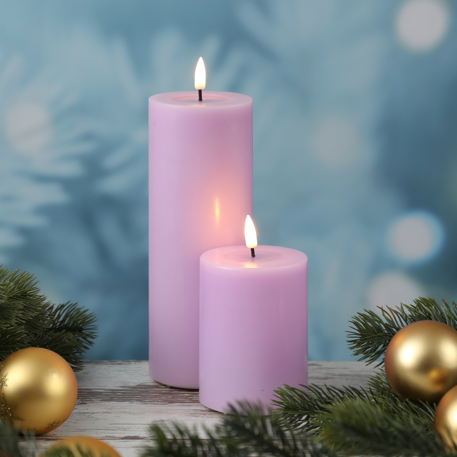 LED Stumpenkerze MIA - Echtwachs - realistische 3D Flamme - H: 20cm - D: 7,5cm - lavendel LED Stumpenkerze MIA - Echtwachs - realistische 3D Flamme - H: 20cm - D: 7,5cm - lavendel