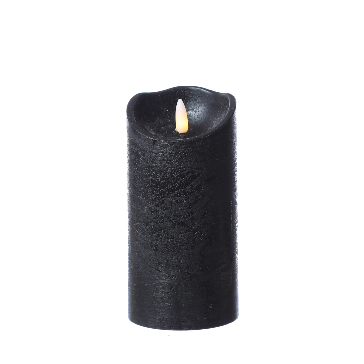 LED Stumpenkerze RUSTIC - Echtwachs - warmweiße 3D Flamme - H: 15cm - Batterie - Timer - schwarz LED Stumpenkerze RUSTIC - Echtwachs - warmweiße 3D Flamme - H: 15cm - Batterie - Timer - schwarz