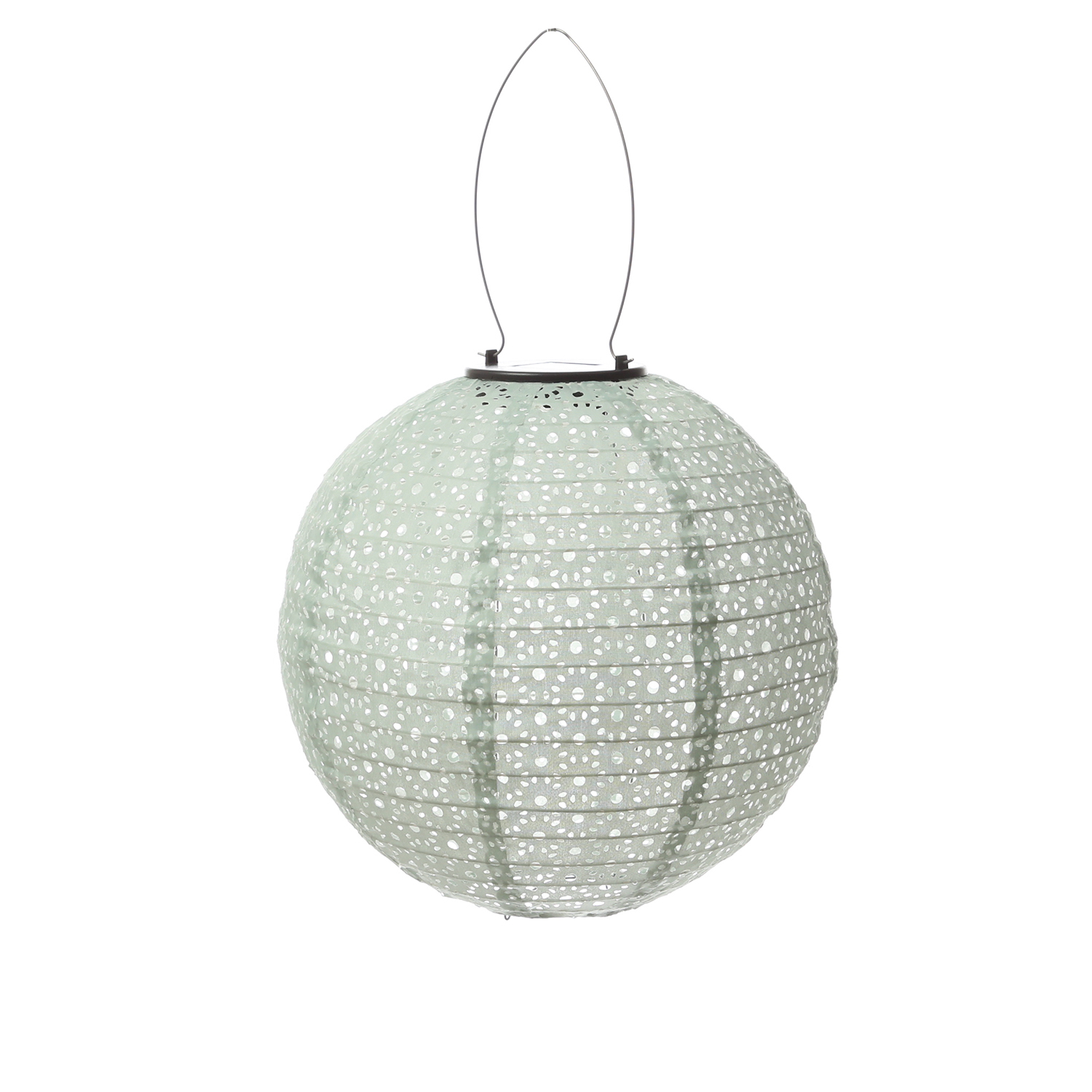 LED Solar Lampions mit Blumenmuster - oval/rund/Ballonform - Lichtsensor - grün - 3er Set