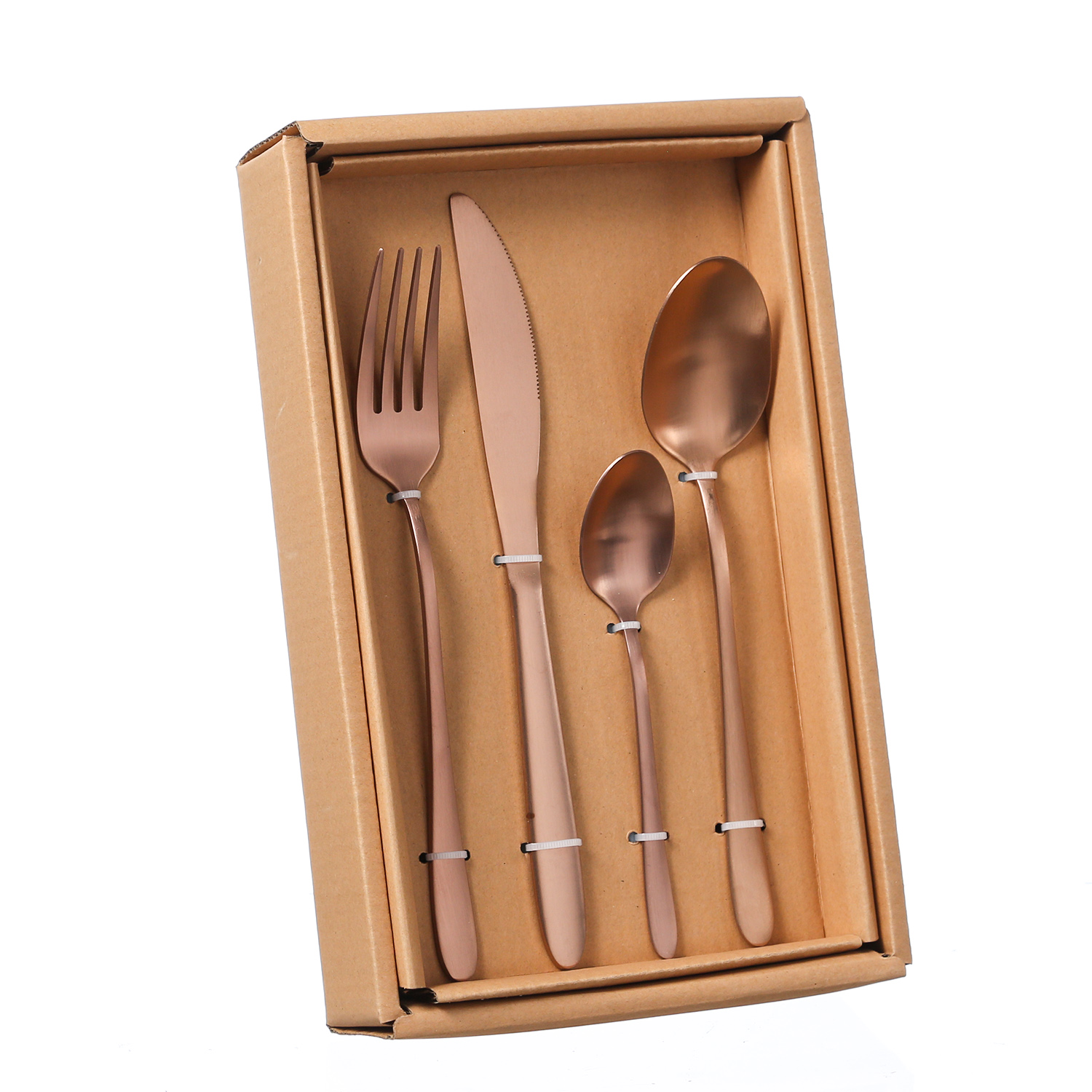 Besteck Set BRIT - Edelstahl - 16-teilig - je 4x Messer, Gabel, Löffel, Teelöffel - roségold