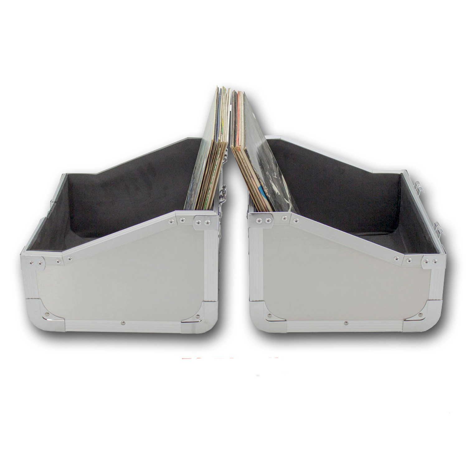 LP Plattencase PRO silber 50:50 Split, 80LPs | DJ Plattenkoffer für 80 Schallplatten