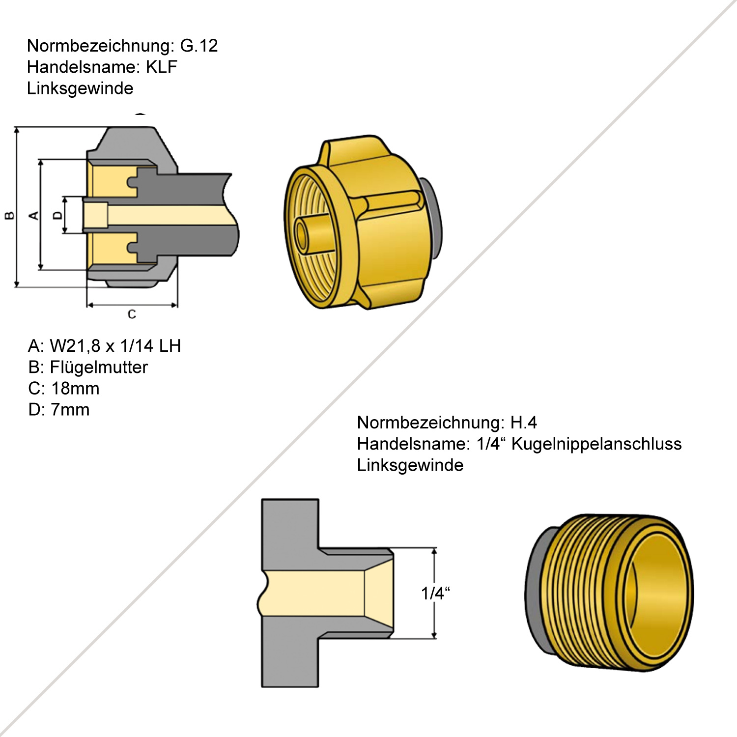 Gas Niederdruckregler CAMPING EN61 - 50mbar - 1kg/h - KLF auf 1/4 Zoll
