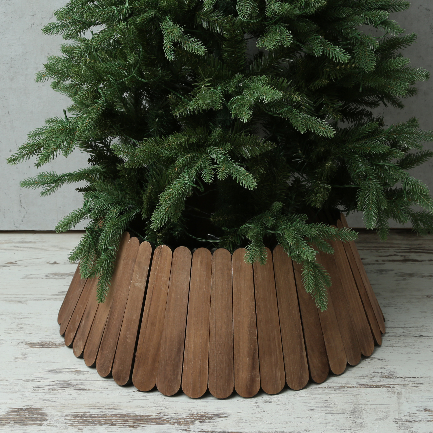 Weihnachtsbaumrock aus Holz - Abdeckung für Baumständer - D: 70cm  - faltbar - braun Weihnachtsbaumrock aus Holz - Abdeckung für Baumständer - D: 70cm  - faltbar - braun
