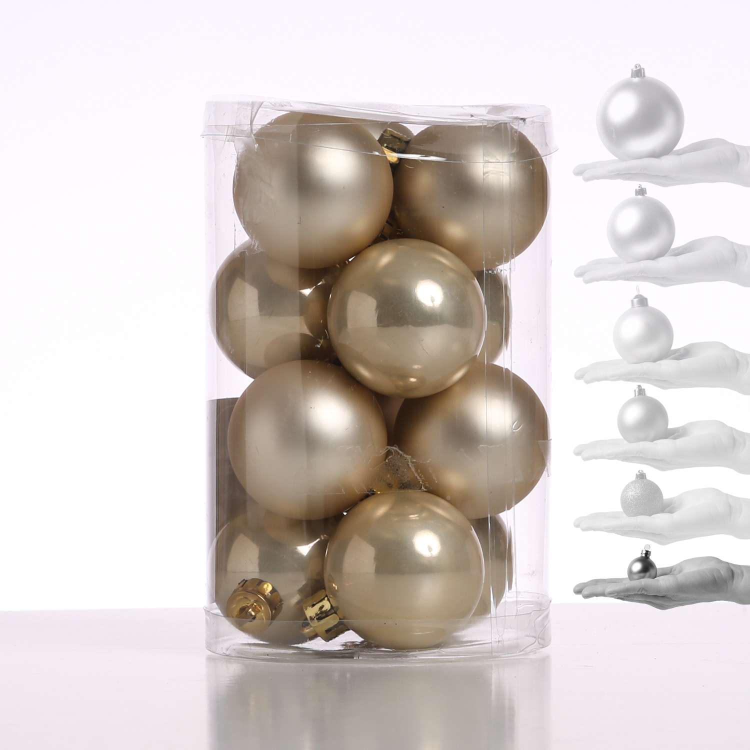 Christbaumkugel - Weihnachtskugel - Glas - D: 3,5cm - glänzend und matt - champagner - 16er Set Christbaumkugel - Weihnachtskugel - Glas - D: 3,5cm - glänzend und matt - champagner - 16er Set