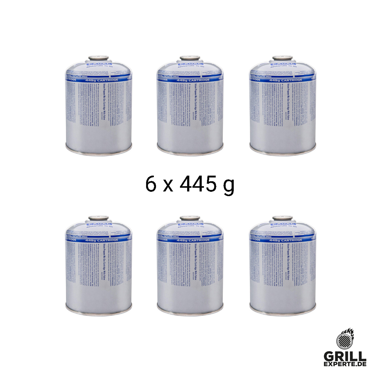 CADAC CA445  6er Set - Ventil-Gas-Kartusche  (445g Butan-Propan-Gemisch) - EN417 Gewinde