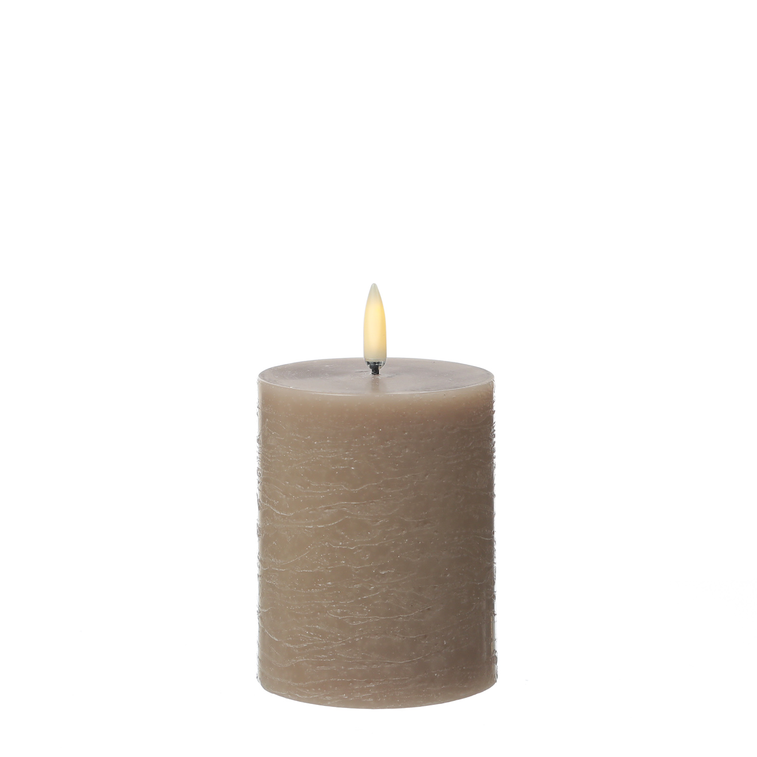 LED Kerze PIA - Rustik-Optik - Echtwachs - H: 10cm - D: 7,8cm - Timer - bis zu 1000 Std. - beige