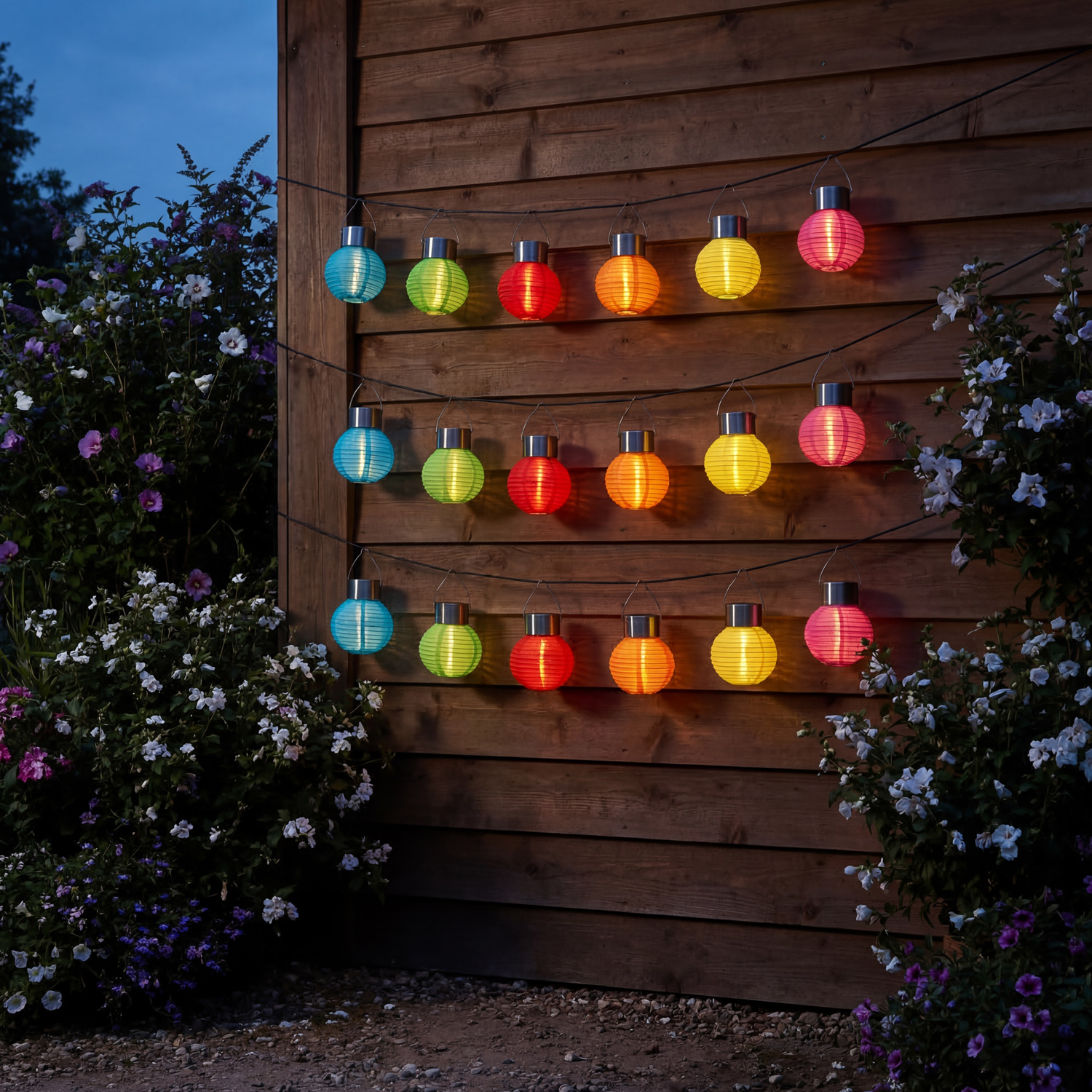 LED Solar Mini Lampion - kaltweiße LED - H: 9,5cm - D: 7cm - Lichtsensor - pink