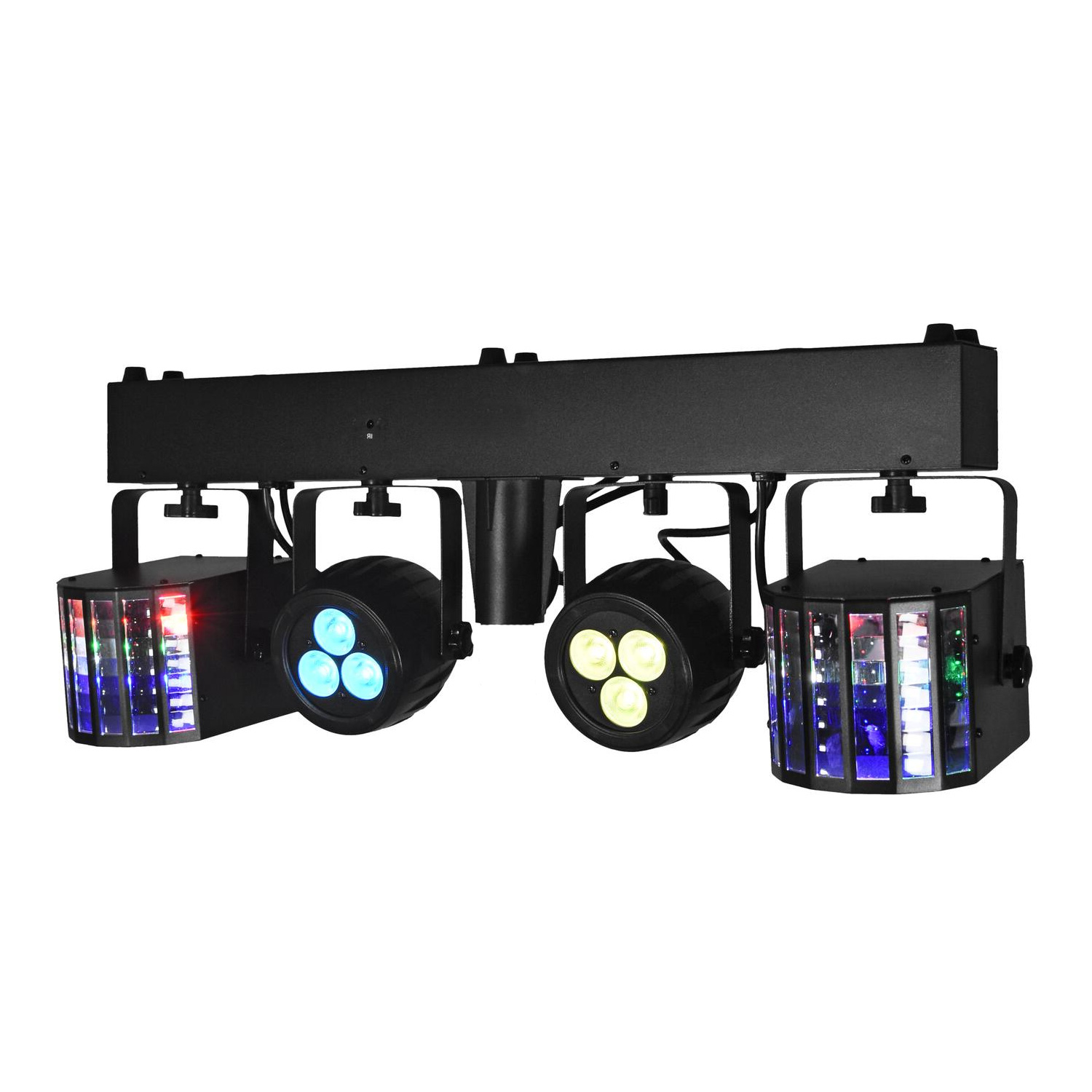 Kompakt Lichtanlage für Stativ - 2 Derby 2 RGBW Spots FB DMX Auto Musik