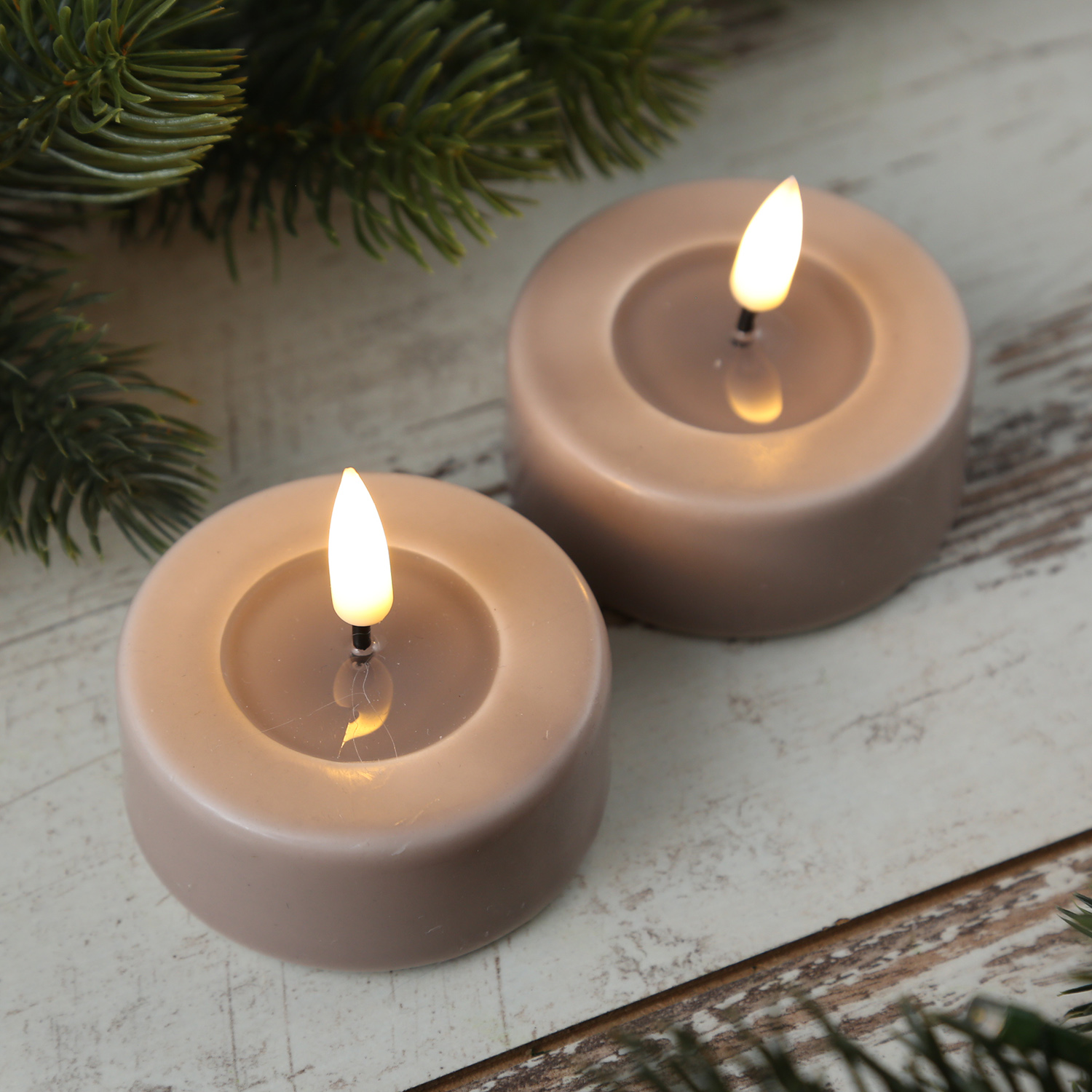 LED Teelichter MIA - realistische 3D Flamme - D: 6,1cm - Batteriebetrieb - altrosa - 2 Stück LED Teelichter MIA - realistische 3D Flamme - D: 6,1cm - Batteriebetrieb - altrosa - 2 Stück