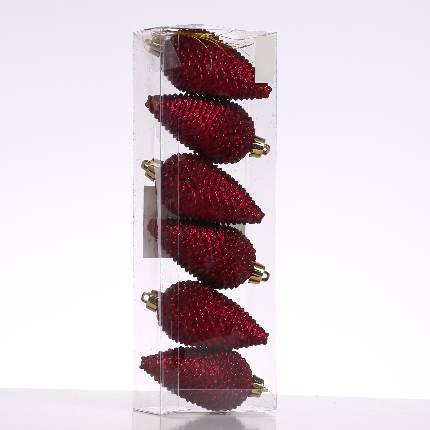 Christbaumschmuck ZAPFEN - Weihnachtsbaumschmuck - bruchfest - glitzernd - H:8cm - weinrot - 6er Set Christbaumschmuck ZAPFEN - Weihnachtsbaumschmuck - bruchfest - glitzernd - H:8cm - weinrot - 6er Set