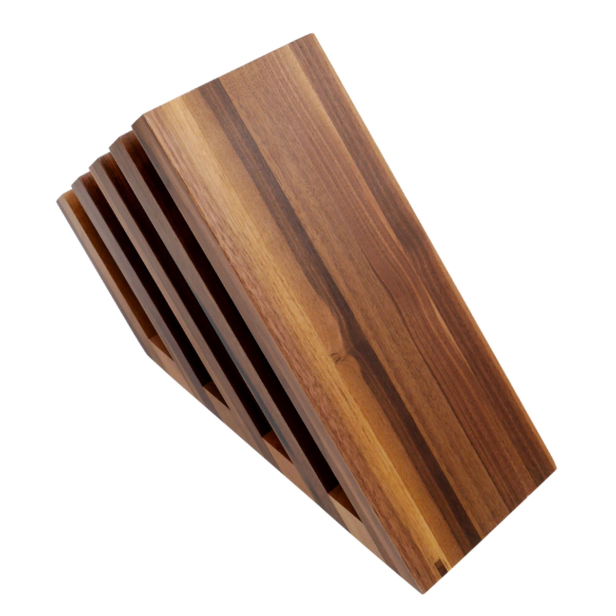 Magnetischer Messerblock Fächer aus Walnussholz - 25x12,5x21,5cm - für bis 10 Messer