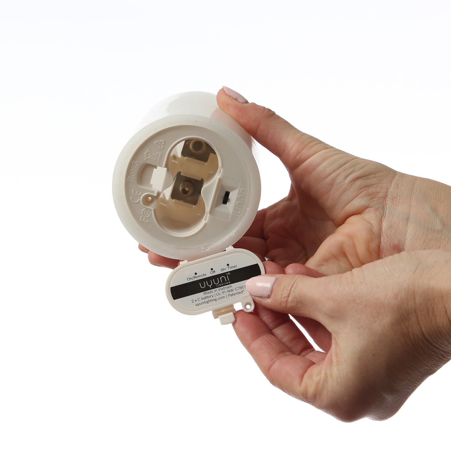 Uyuni Wiederaufladbarer Akku für Echtwachs Stumpenkerzen Marke Piffany - Ersatz für C Batterien