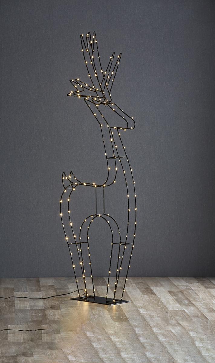LED-Leuchtfigur Rentier "Cupid" - 170 warmweiße LED - H: 120cm, B: 45cm - Metall - stehend - schwarz LED-Leuchtfigur Rentier "Cupid" - 170 warmweiße LED - H: 120cm, B: 45cm - Metall - stehend - schwarz