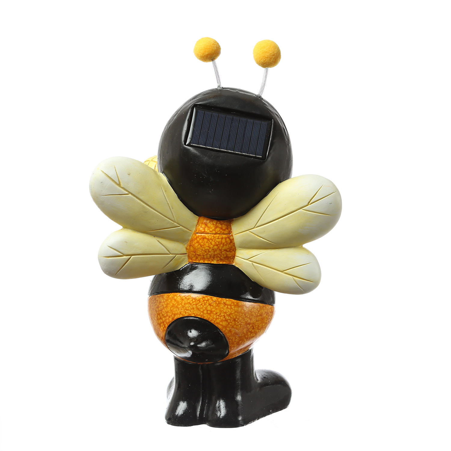 LED Solar Biene mit blizelnden und rollenden Augen - Gartenfigur - H: 35,5cm - Lichtsensor