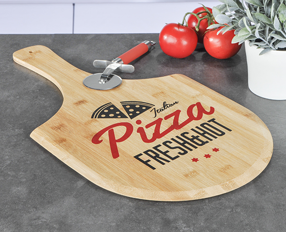 Pizzabrett zum Servieren - für 30cm Pizzen - 53,5x30,5x0,9cm Bambusholz