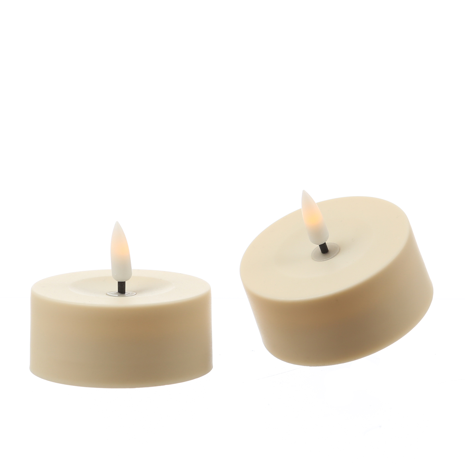 LED Solar Maxi Teelichter - XL Outdoor Teelichter - D: 7cm - Lichtsensor - creme - 2er Set