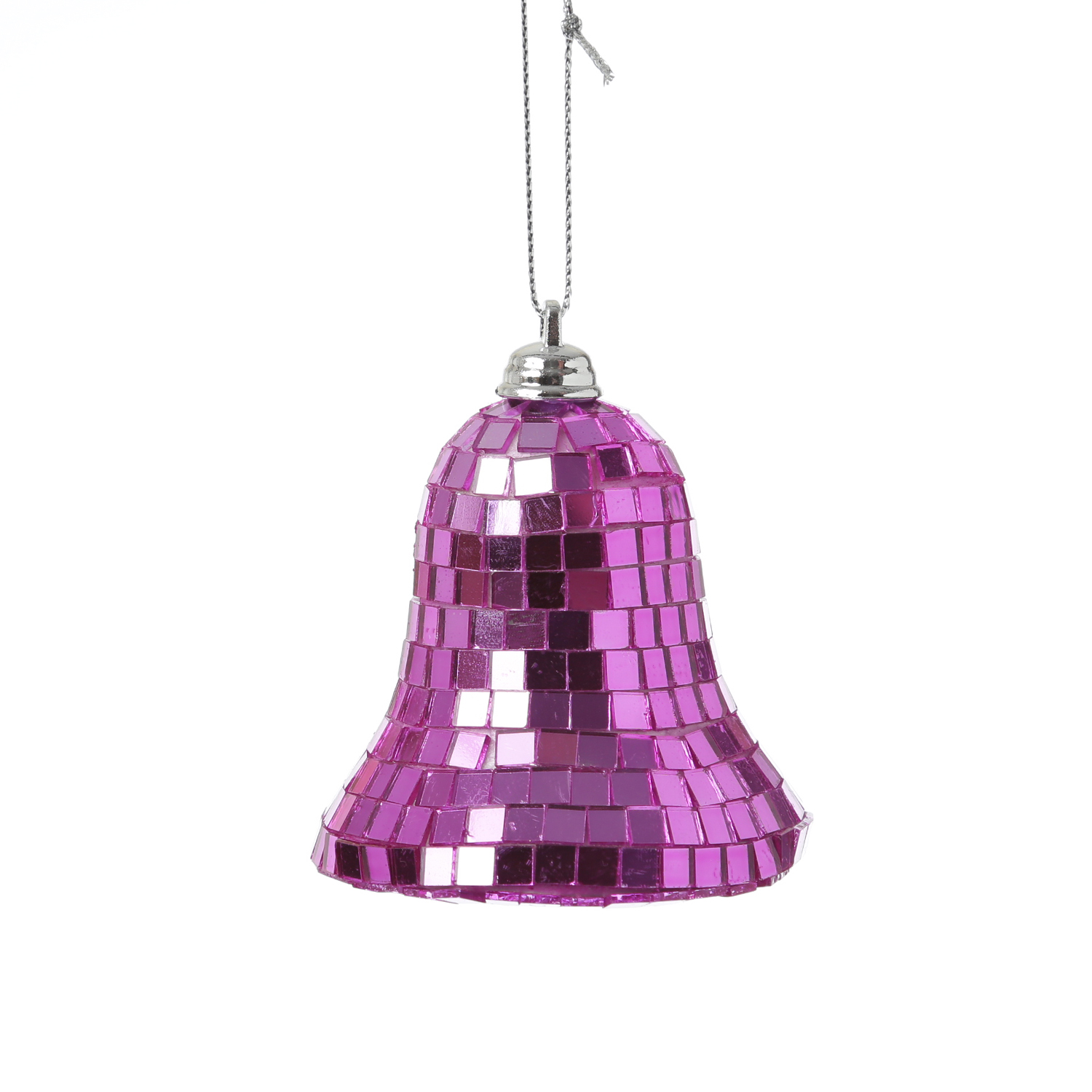 Christbaumschmuck Glocke - Weihnachtsbaumschmuck im Discokugel Look - H: 8cm - pink Christbaumschmuck Glocke - Weihnachtsbaumschmuck im Discokugel Look - H: 8cm - pink