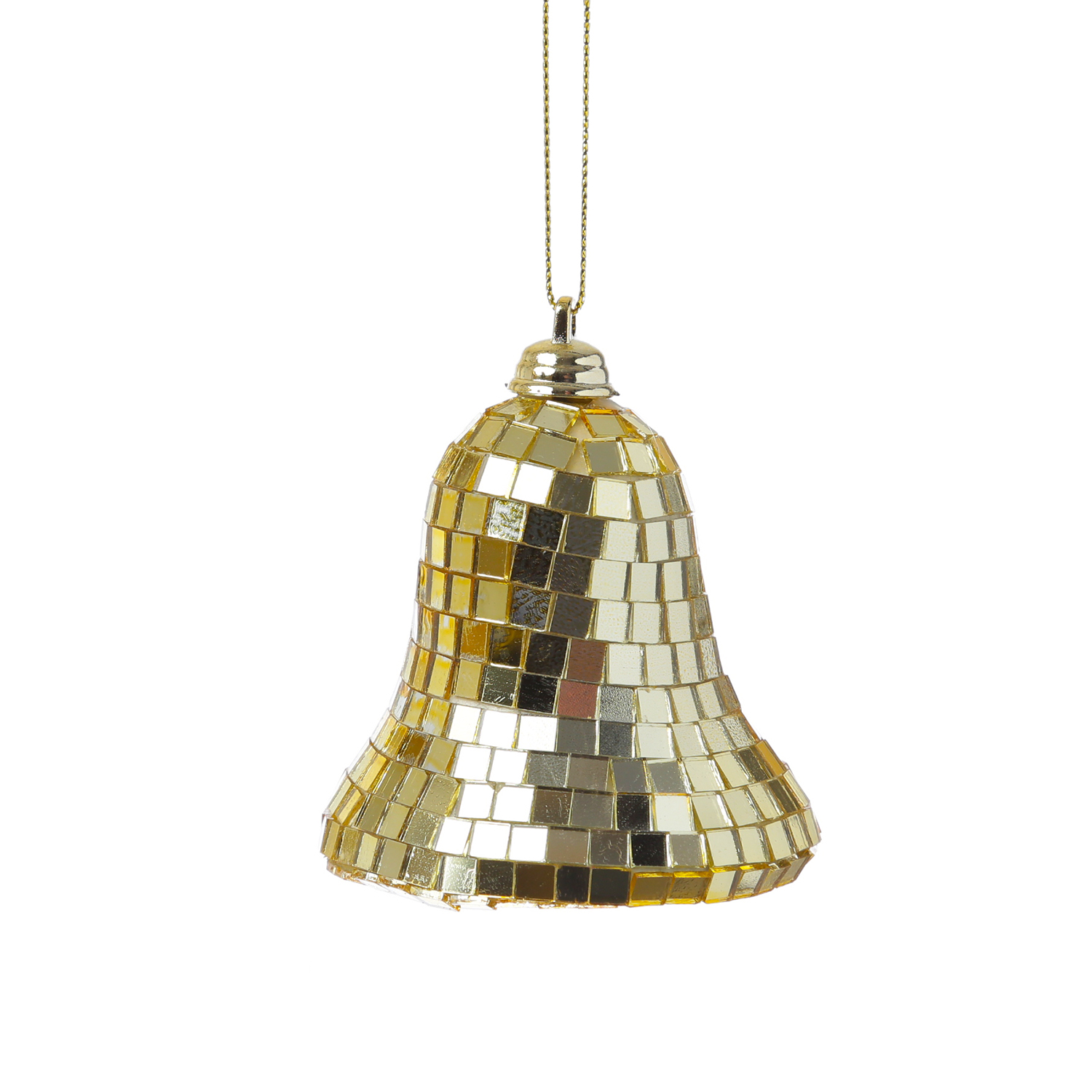 Christbaumschmuck Glocke - Weihnachtsbaumschmuck im Discokugel Look - H: 8cm - gold Christbaumschmuck Glocke - Weihnachtsbaumschmuck im Discokugel Look - H: 8cm - gold