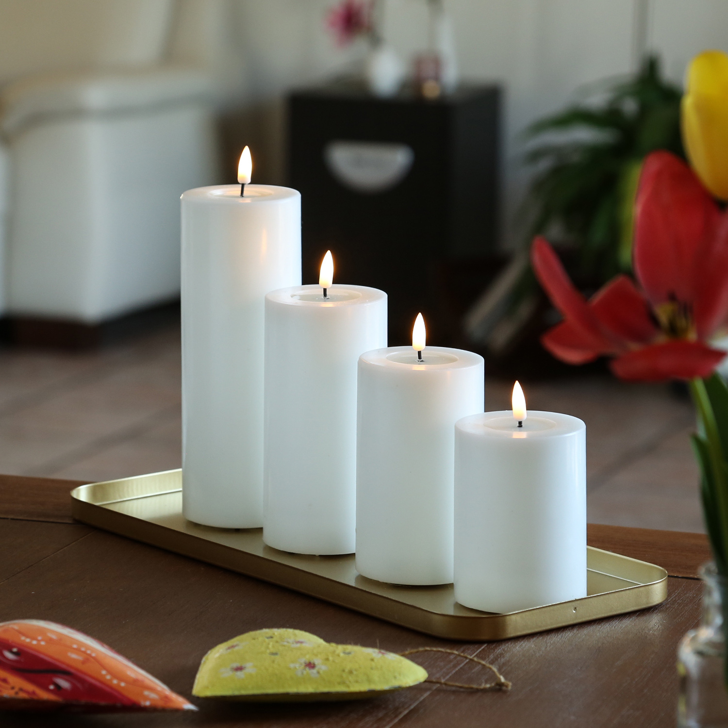 LED Kerzenset MIA - Echtwachs - 4 Größen - inkl. Batterien und Fernbedienung - weiß - 4er Set LED Kerzenset MIA - Echtwachs - 4 Größen - inkl. Batterien und Fernbedienung - weiß - 4er Set