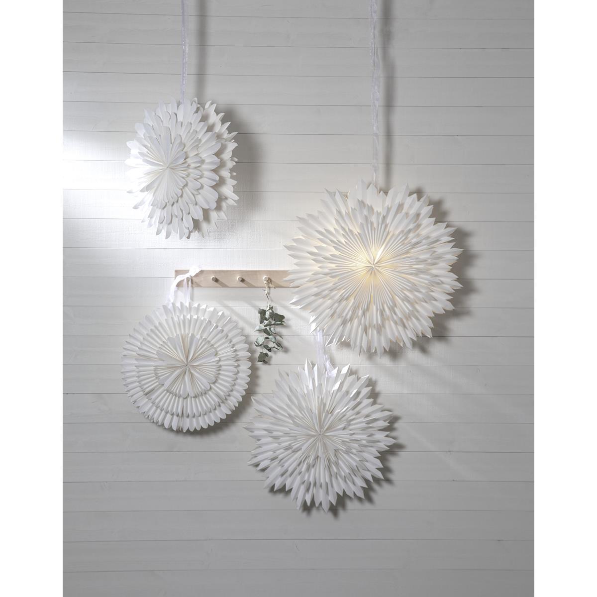 Papierstern - Ice - hängend - D: 50cm - mit Band - zerknittertes Papier - 3 - lagig - weiß