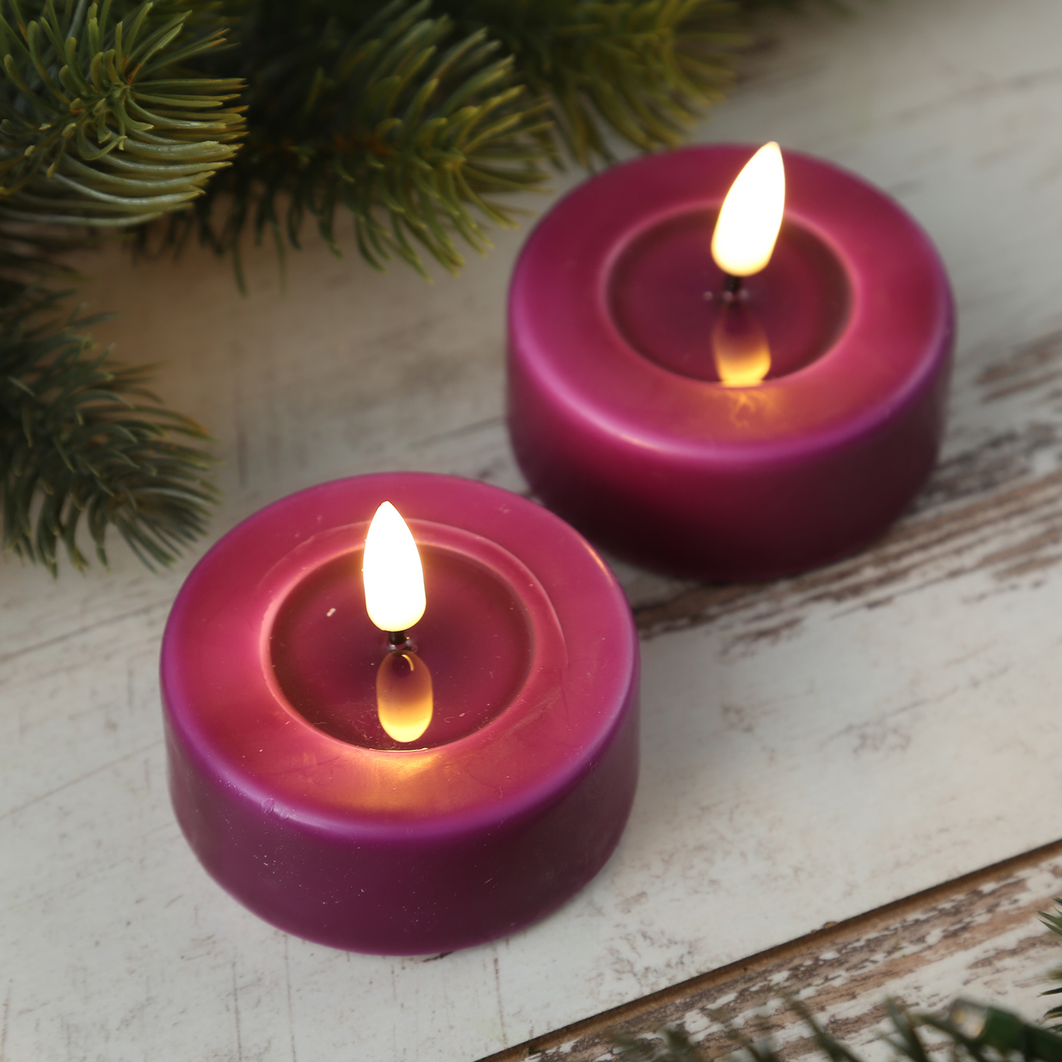 LED Teelichter MIA - realistische 3D Flamme - D: 6,1cm - Batteriebetrieb - beere - 2 Stück LED Teelichter MIA - realistische 3D Flamme - D: 6,1cm - Batteriebetrieb - beere - 2 Stück