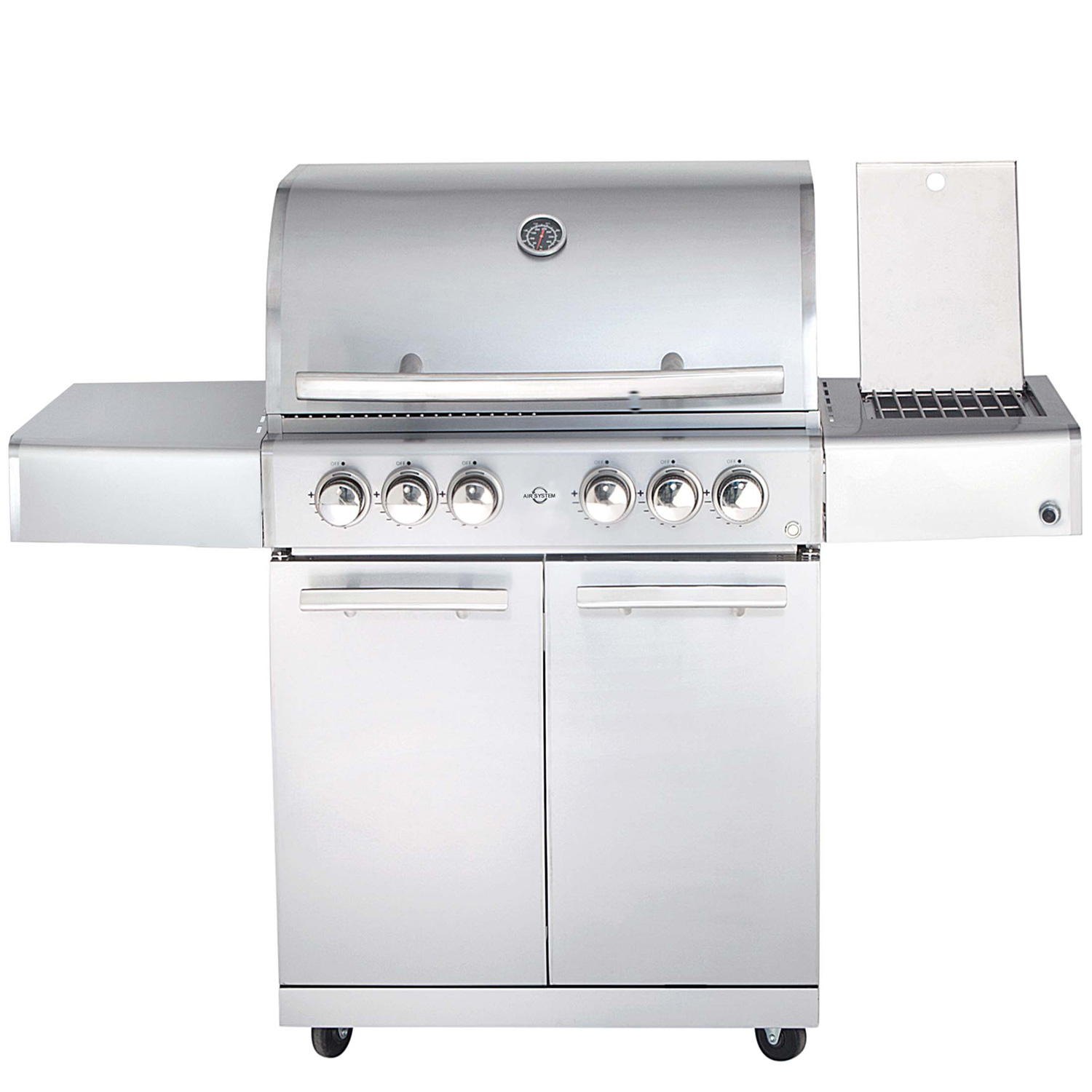 CHEF Paket L1 silber 4 Brenner Backburner Seitenkocher GRATIS: Cover, Grillplatte, Spieß