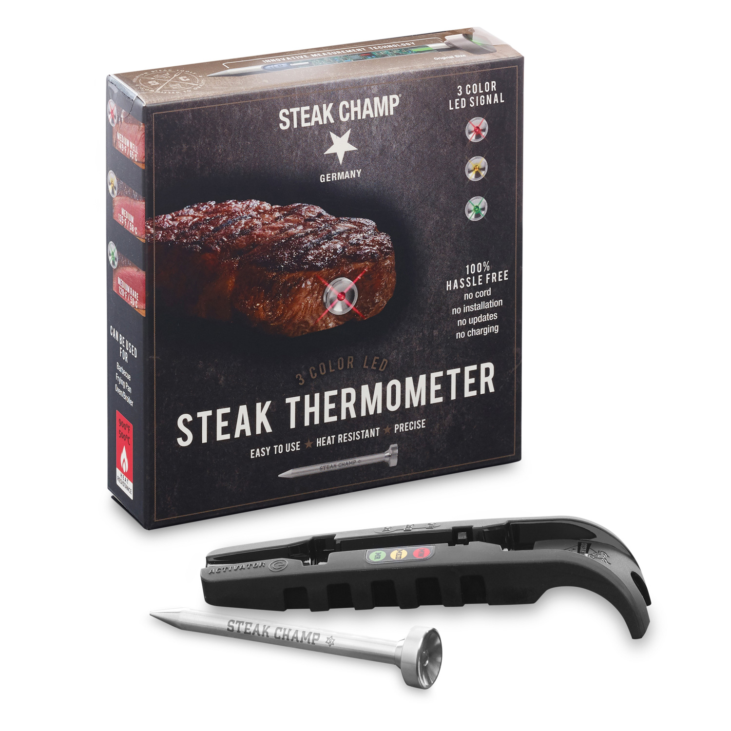 STEAK CHAMP Thermometer - LED Anzeige - Garen auf den Punkt!