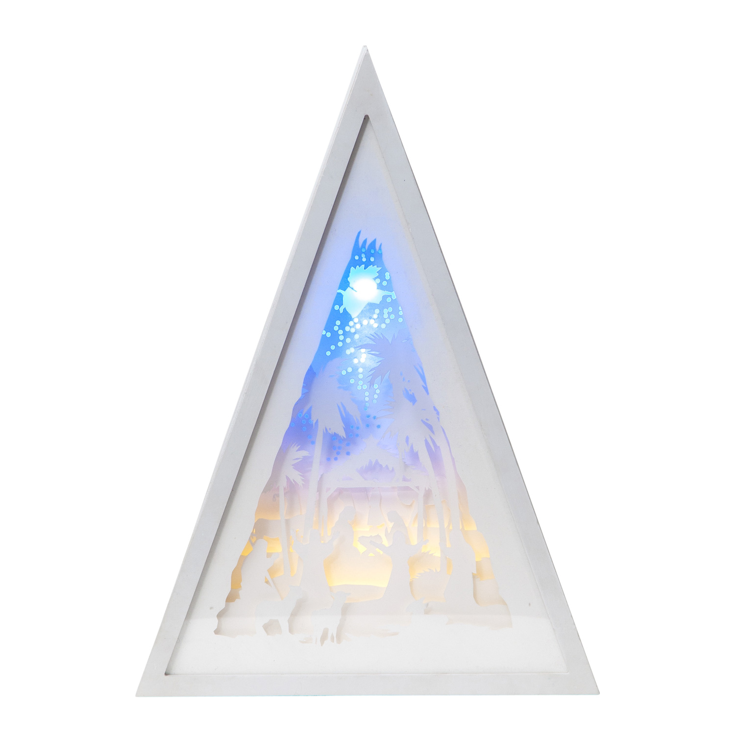 LED-Bild mehrdimensional "Krippe" - weiss - 8 LED - Batterie - Timer - H: 30,5cm - B: 22cm LED-Bild mehrdimensional "Krippe" - weiss - 8 LED - Batterie - Timer - H: 30,5cm - B: 22cm