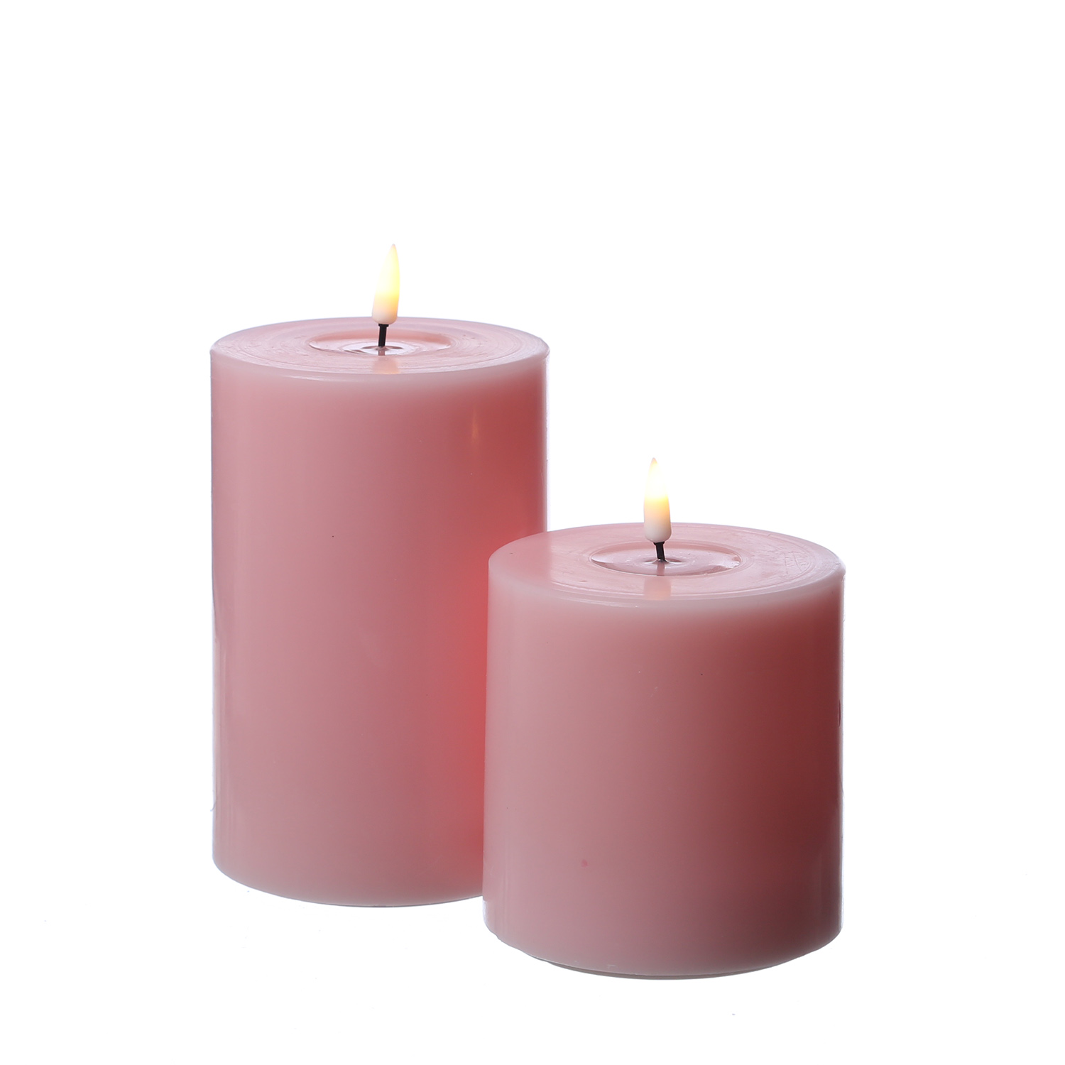 LED Stumpenkerze MIA - Echtwachs - realistische 3D Flamme - H: 15cm - D: 10cm - Batterie - rosa LED Stumpenkerze MIA - Echtwachs - realistische 3D Flamme - H: 15cm - D: 10cm - Batterie - rosa