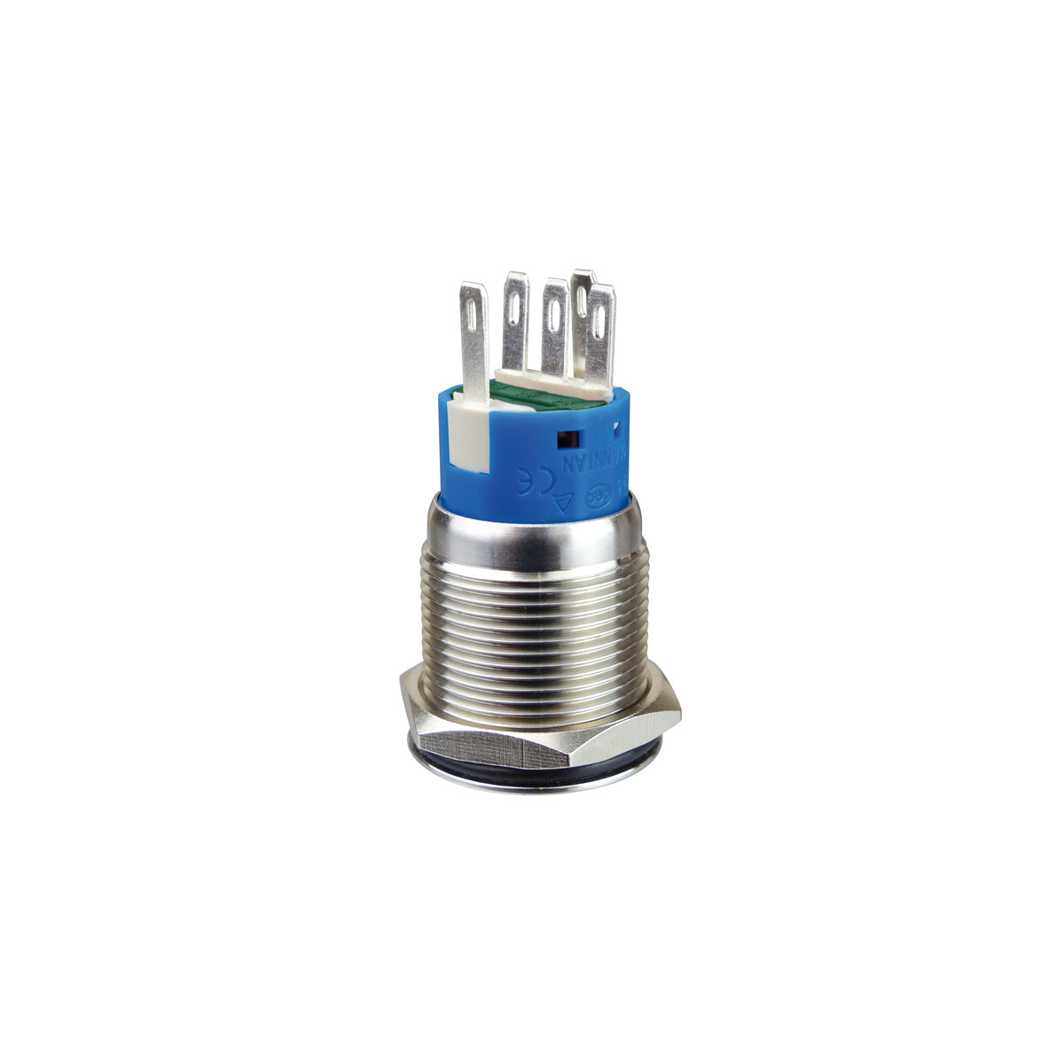 Metallschalter beleuchtet - mit An/Aus Symbol - max 230V 5A - IP67 - 19mm Einbaudurchmesser