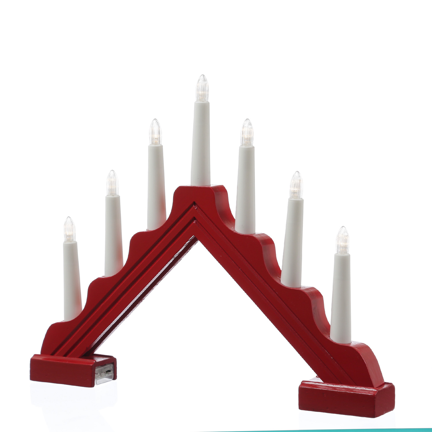 LED Fensterleuchter EMMA - Schwibbogen - 7 warmweiße LED - L: 39cm - Batterie - Timer - rot