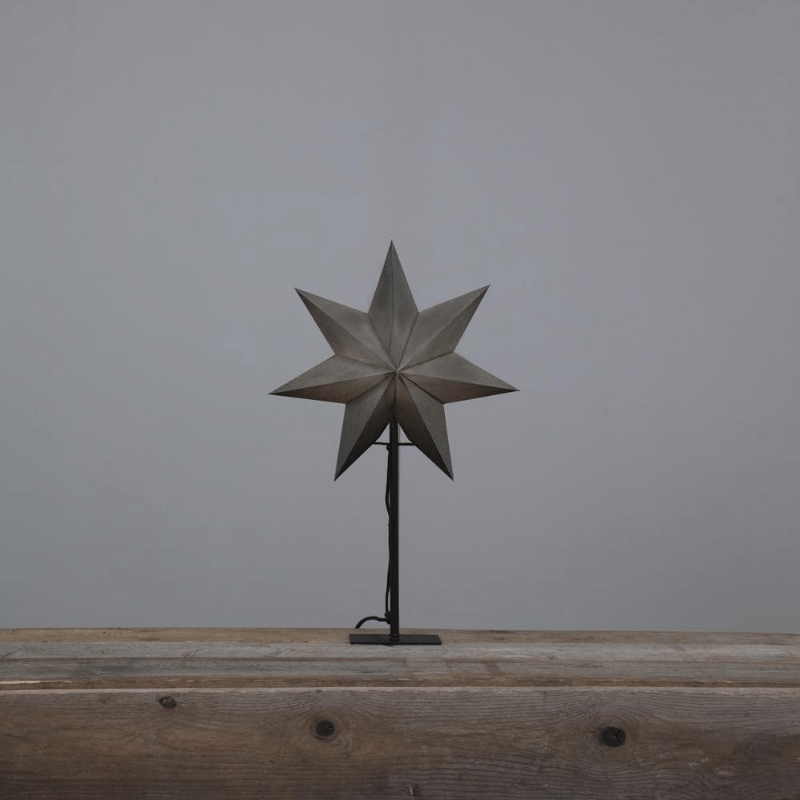 Papierstern "Ozen" - stehend - 7-zackig - D: 34cm, H: 55cm - E14 Fassung - inkl. Kabel - anthrazit Papierstern "Ozen" - stehend - 7-zackig - D: 34cm, H: 55cm - E14 Fassung - inkl. Kabel - anthrazit