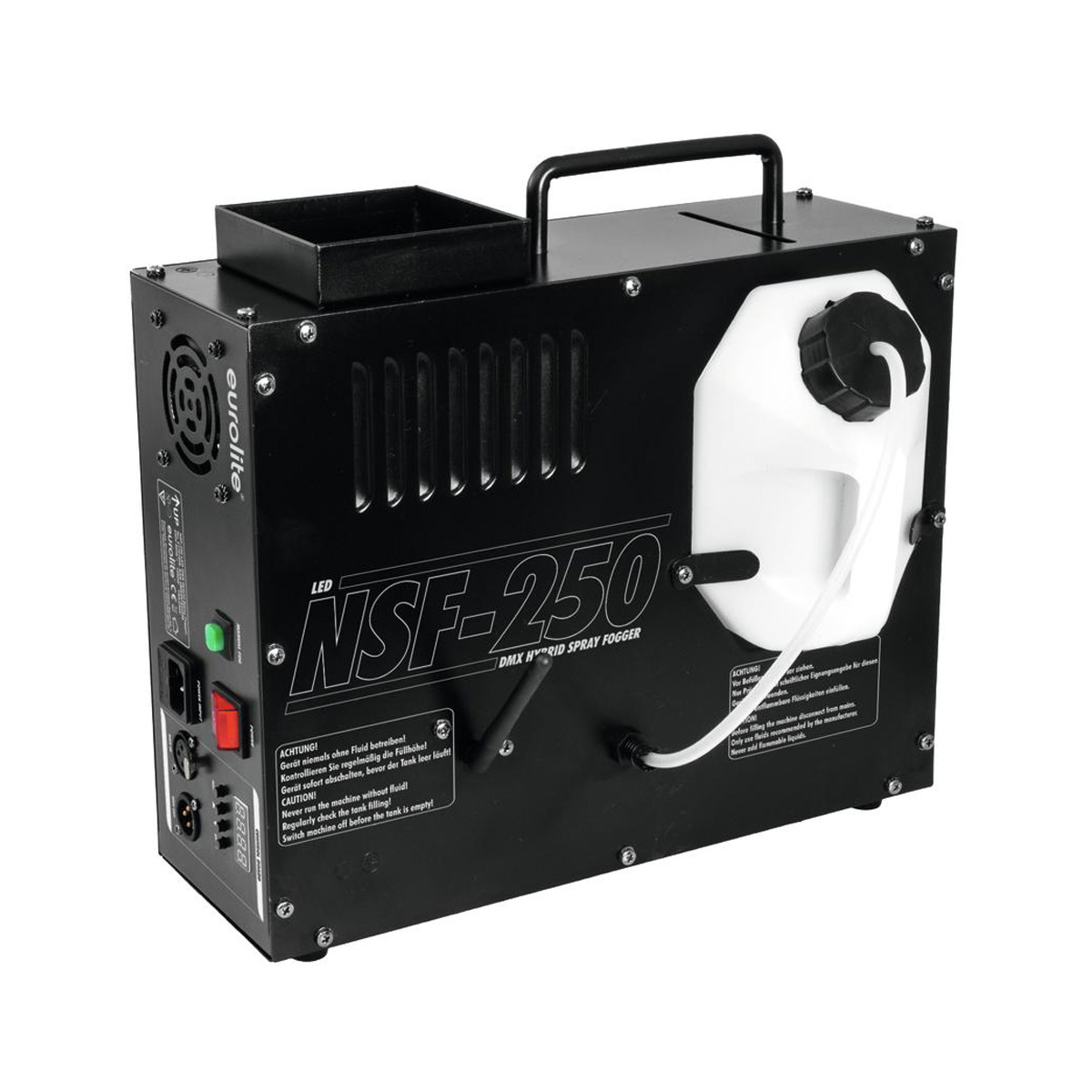 NSF-250 LED DMX Hybrid Spray Fogger - Vertikale/Horizontale Nebelmaschine mit LED Spot