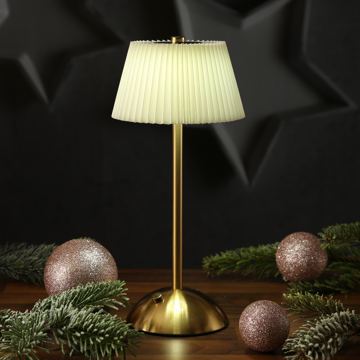 LED Tischlampe GENUA - wiederaufladbar per USB - 3 Lichtfarben - dimmbar - H:30,5cm - creme