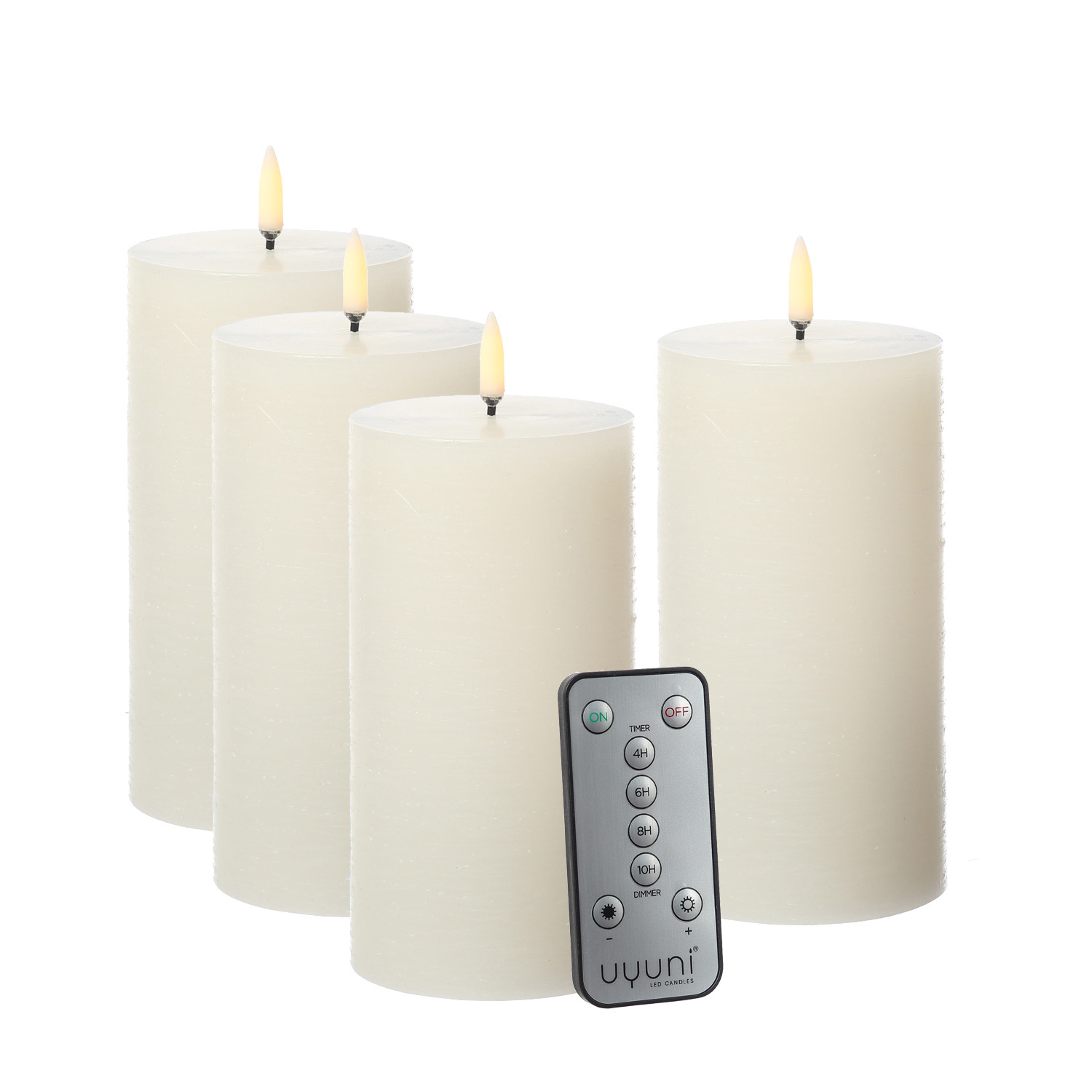 LED Kerzenset PIA - Rustik-Optik - H: 15cm - inkl. Batterien und Fernbedienung - creme - 4er Set LED Kerzenset PIA - Rustik-Optik - H: 15cm - inkl. Batterien und Fernbedienung - creme - 4er Set