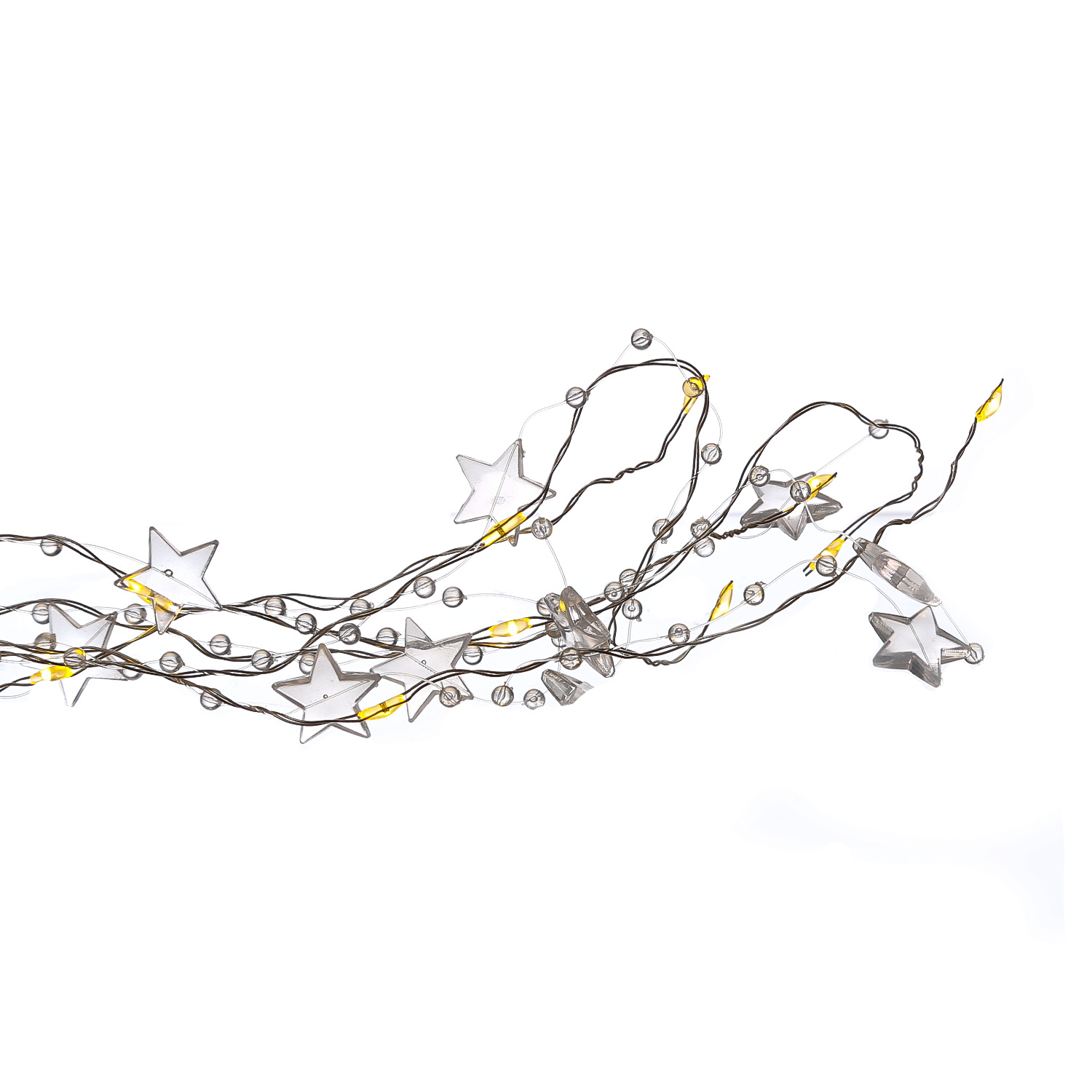 LED Lichterkette STERNE und PERLEN - Lichtbündel - 200 warmweiße LED - 10 Stränge - L: 1,85m - Innen LED Lichterkette STERNE und PERLEN - Lichtbündel - 200 warmweiße LED - 10 Stränge - L: 1,85m - Innen