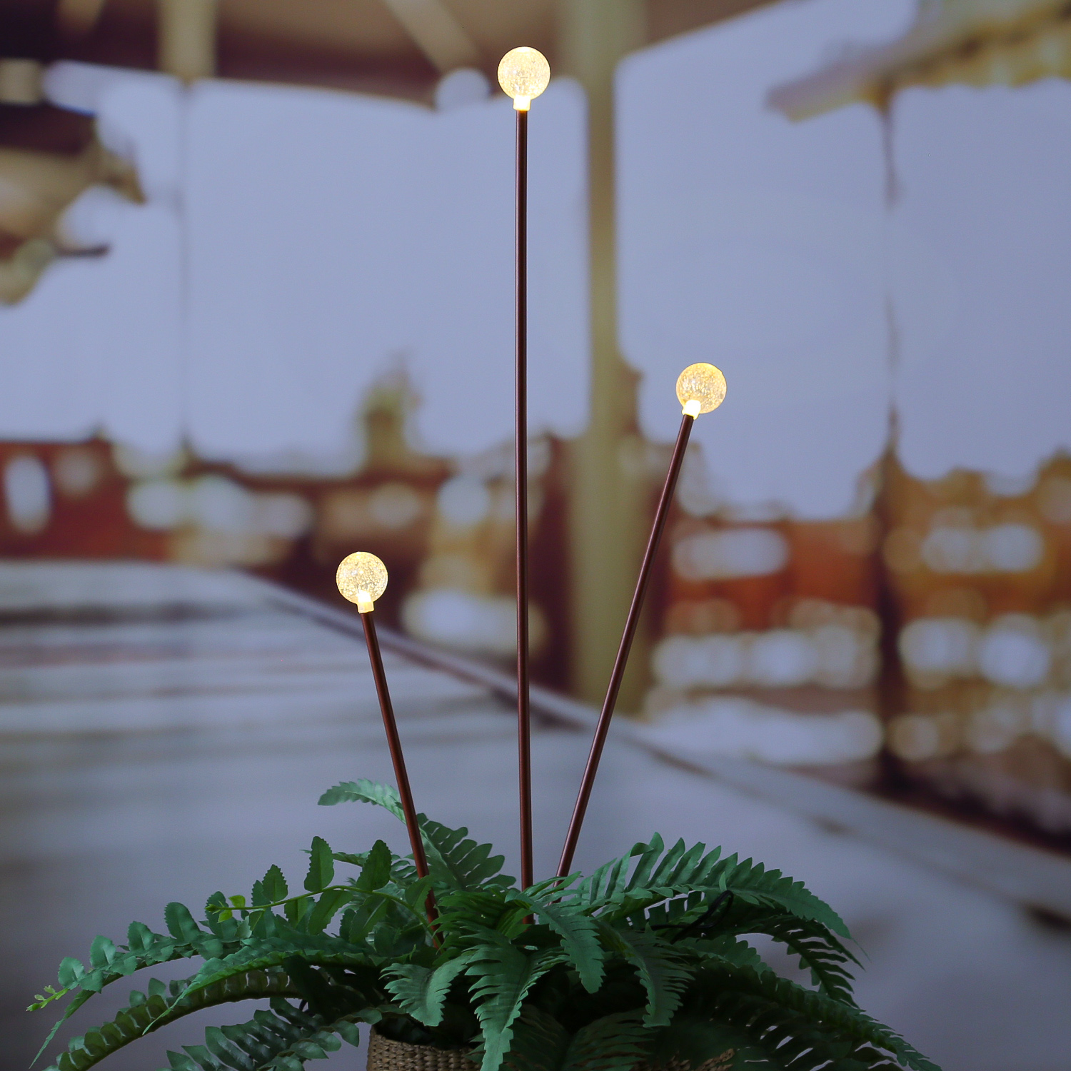 LED Gartenstecker BUBBLES - 3 Erdspieße mit Luftblasen Optik - warmweiße LED - L: 1m - rostbraun LED Gartenstecker BUBBLES - 3 Erdspieße mit Luftblasen Optik - warmweiße LED - L: 1m - rostbraun