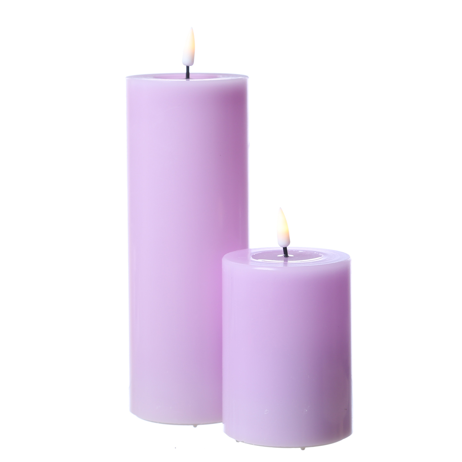 LED Stumpenkerze MIA - Echtwachs - realistische 3D Flamme - H: 10cm - D: 7,5cm - lavendel LED Stumpenkerze MIA - Echtwachs - realistische 3D Flamme - H: 10cm - D: 7,5cm - lavendel