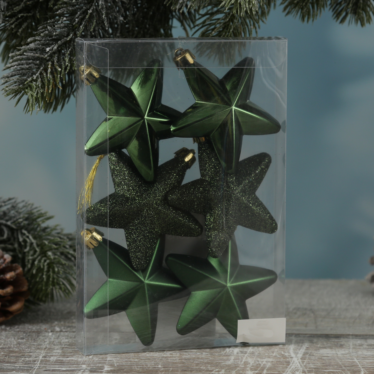 Christbaumschmuck STERN - Weihnachtsbaumschmuck - bruchfest - H: 7,5cm - grün - 6er Set Christbaumschmuck STERN - Weihnachtsbaumschmuck - bruchfest - H: 7,5cm - grün - 6er Set