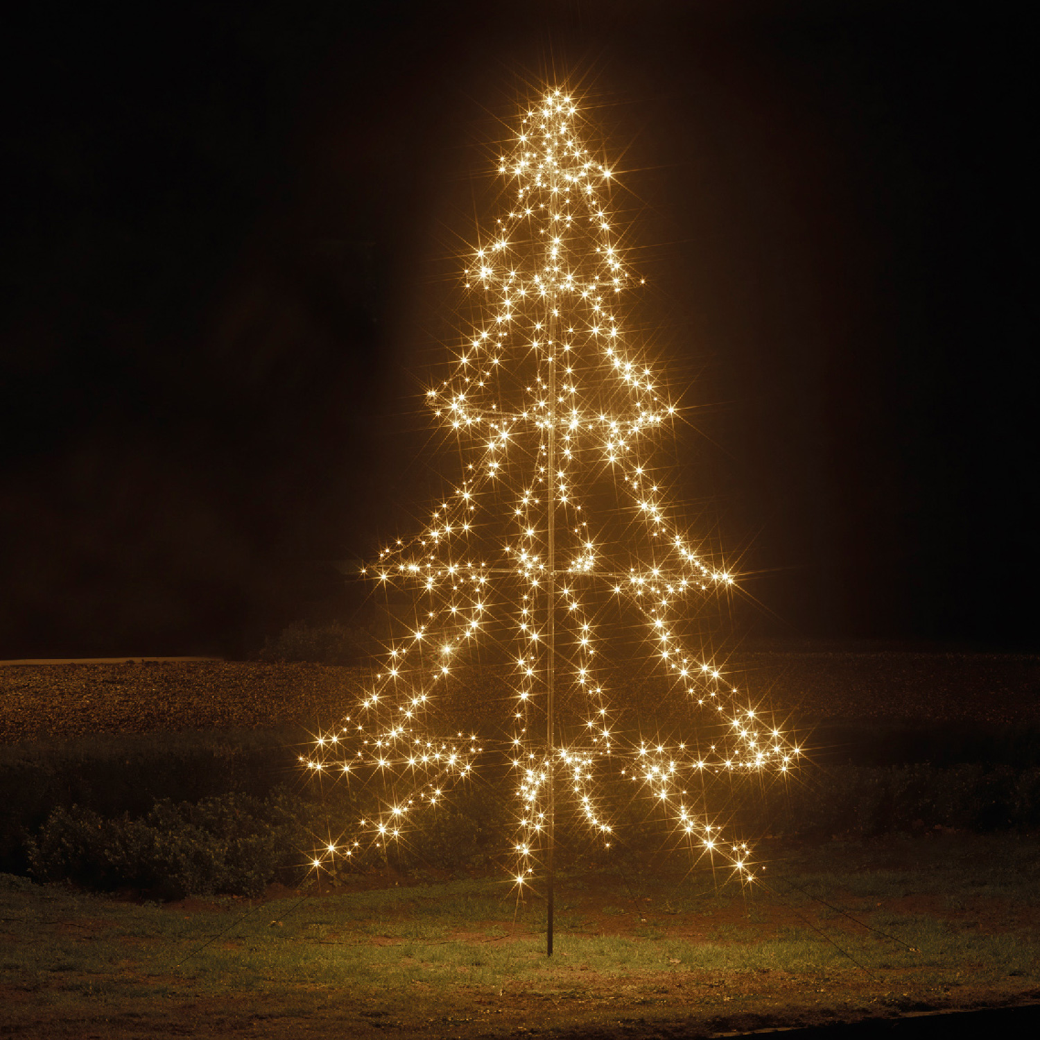 LED Lichterbaum - Outdoor Weihnachtsbaum - 600 funkelnde LED - H: 3m - Timer/8 Funkt. - aufklappbar