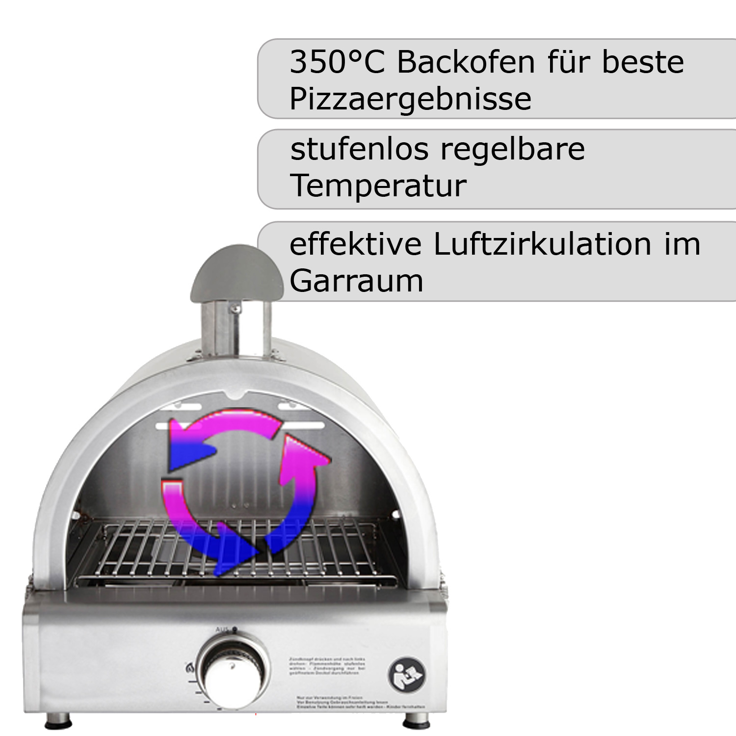 Pizzaofen Gas KULT - umbaubar als Grill - 3,8kW - Volledelstahl
