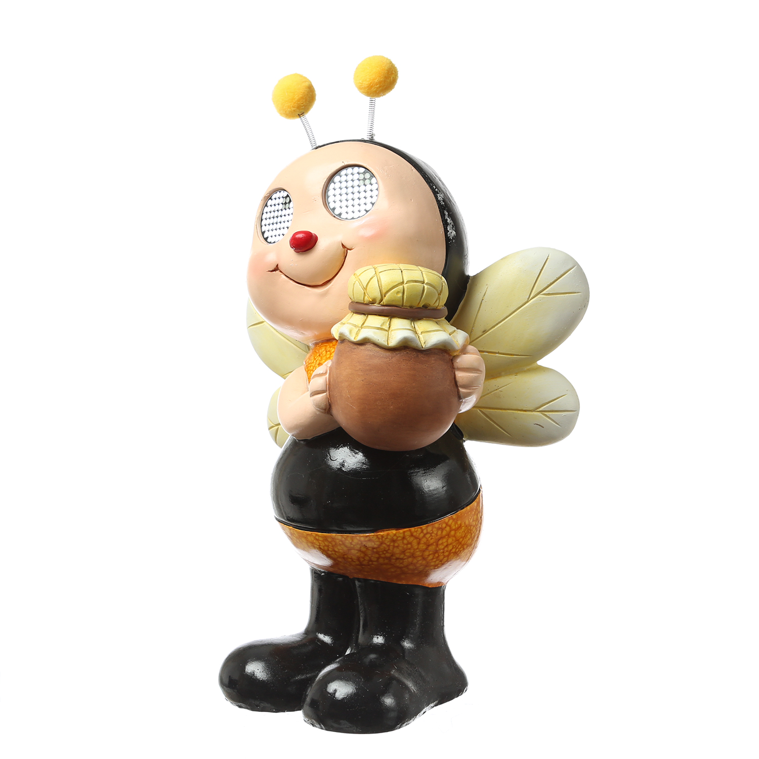 LED Solar Biene mit blizelnden und rollenden Augen - Gartenfigur - H: 35,5cm - Lichtsensor