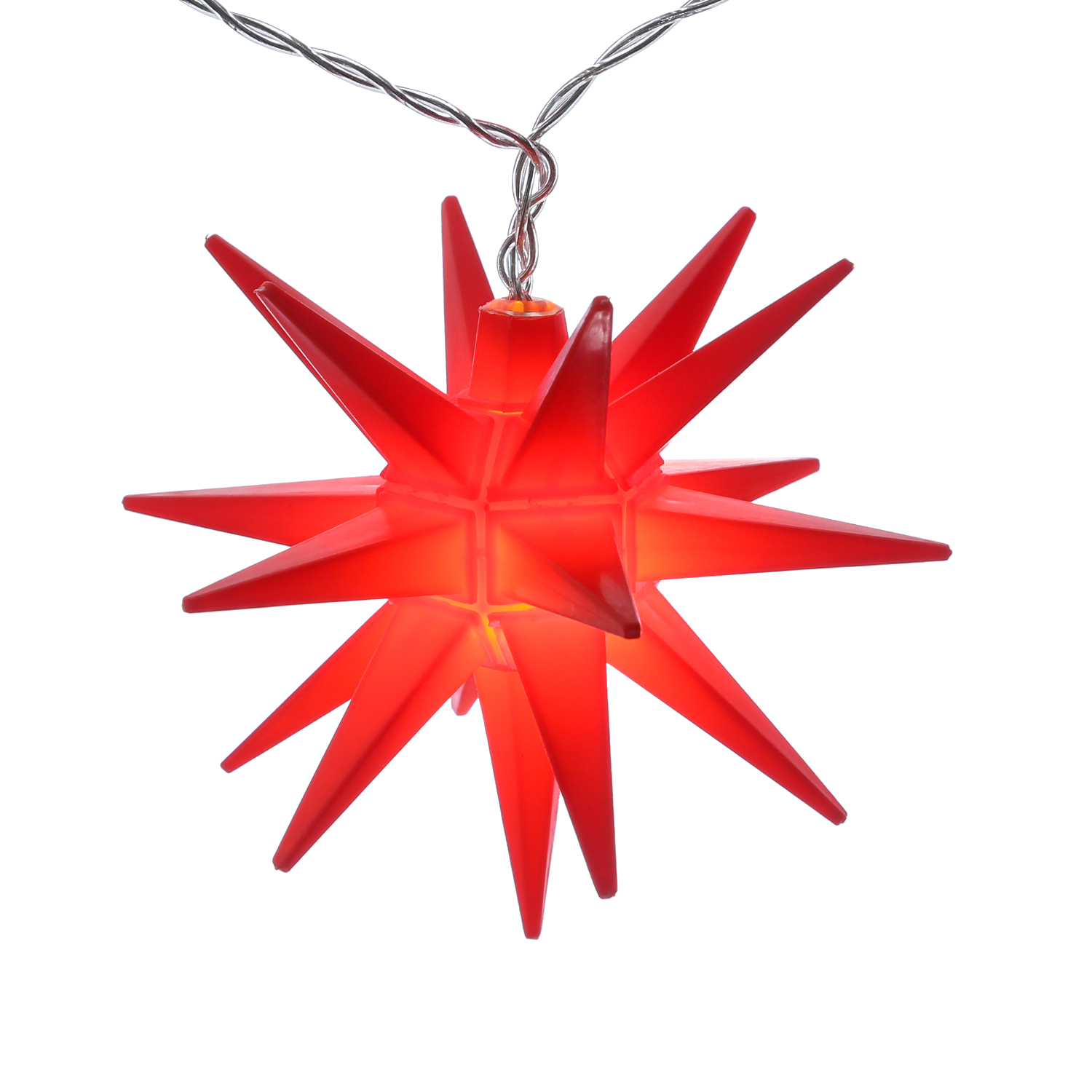 LED Lichterkette 3D Sterne - 8 warmweiße LED - L: 2,80m - Trafo - für Außen - rot LED Lichterkette 3D Sterne - 8 warmweiße LED - L: 2,80m - Trafo - für Außen - rot