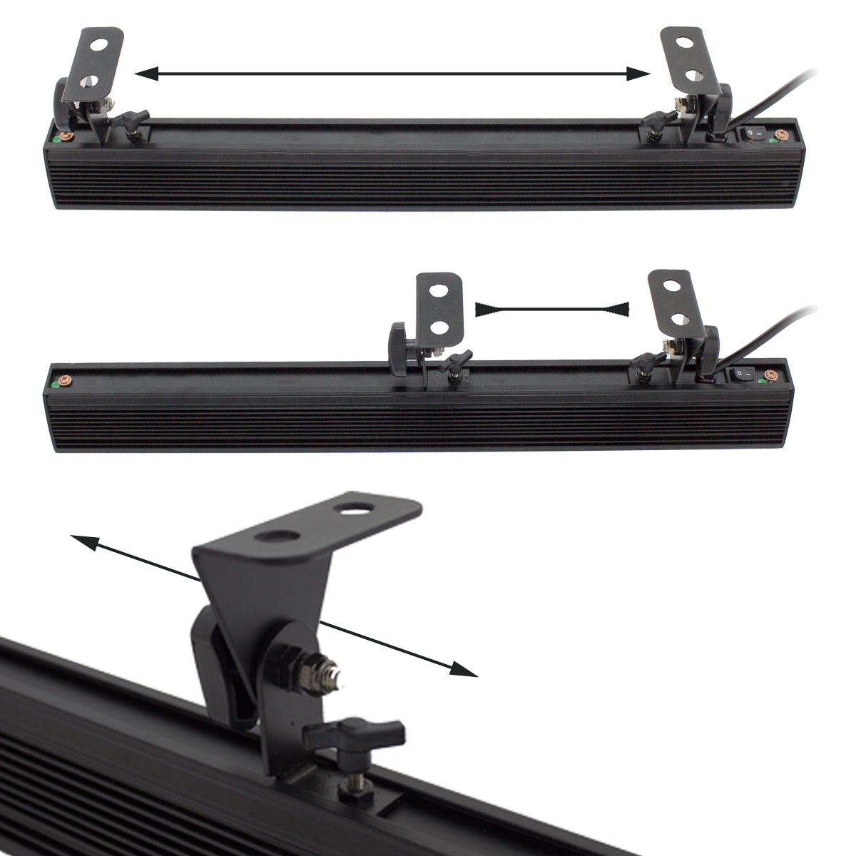 UV50LED BAR 4er Set - 9x3W Schwarzlicht Bar - Metallgehäuse schwenkbar UV50LED BAR 4er Set - 9x3W Schwarzlicht Bar - Metallgehäuse schwenkbar