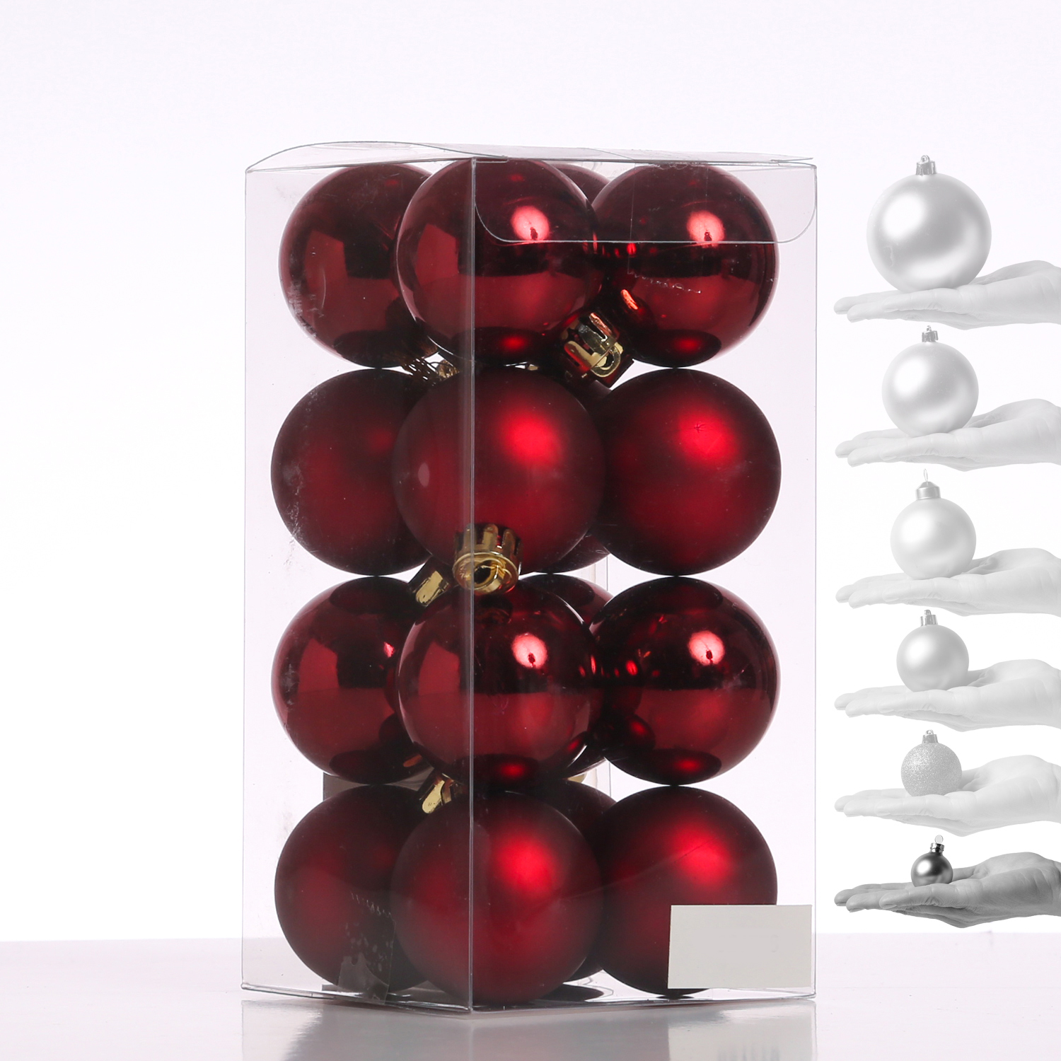 Christbaumkugel - Weihnachtsbaumkugel - bruchfest - D: 4cm - glänzend und matt - weinrot - 16er Set
