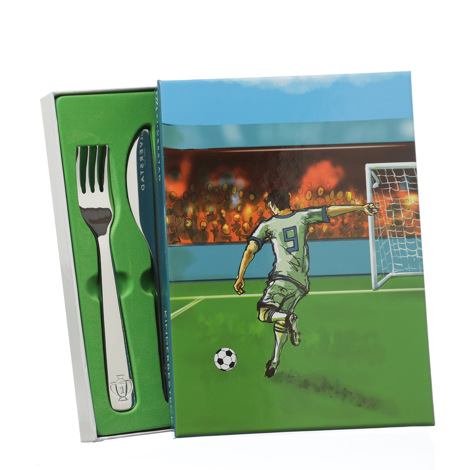 Besteckset KIKKER für Kinder - Fußballmotiv - Edelstahl - 4teilig