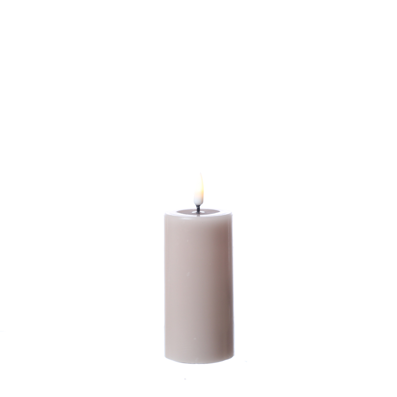 LED Stumpenkerze MIA - Echtwachs - realistische 3D Flamme - H: 10cm - D: 5cm - altrosa