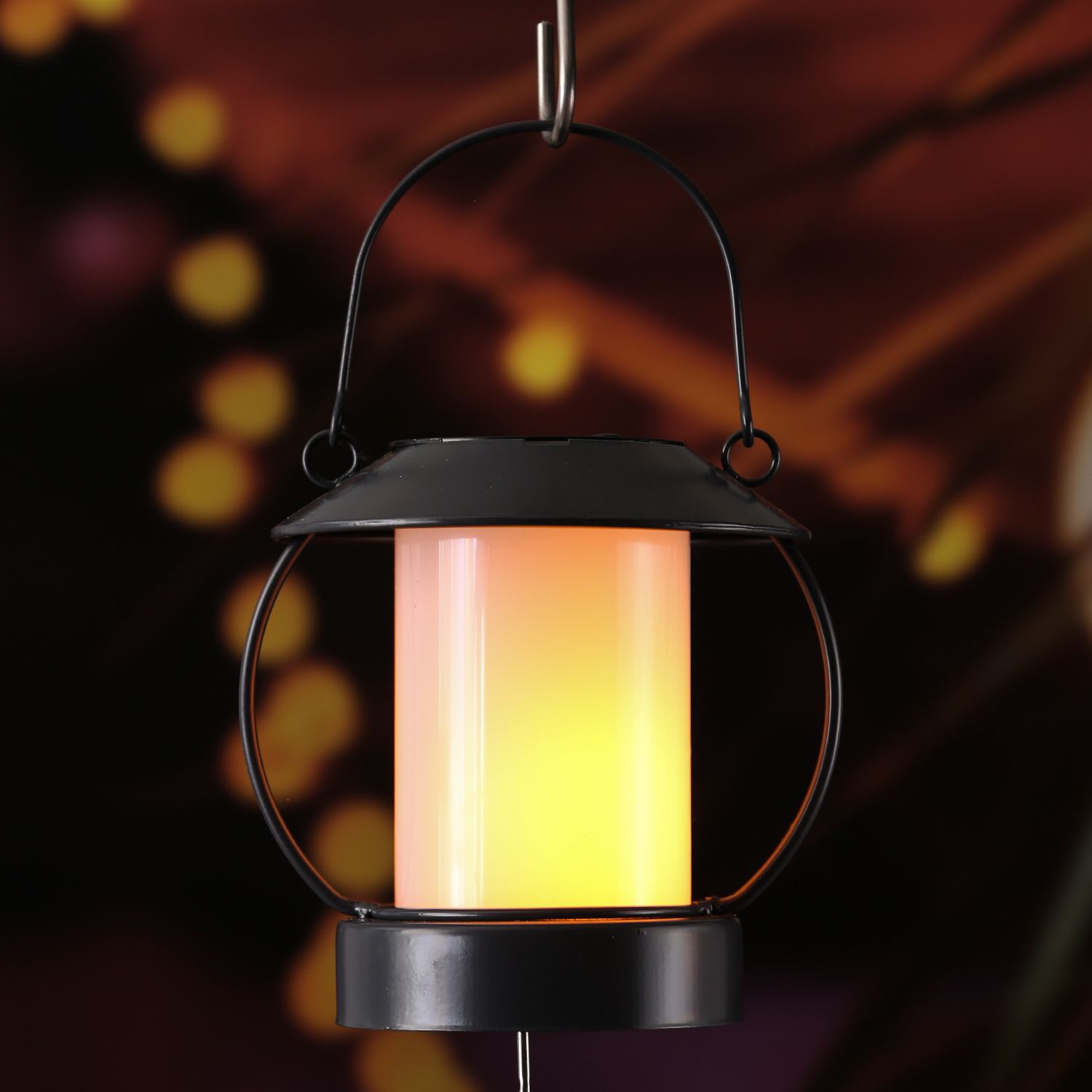 LED Solar Laterne mit Flammeneffekt - flackernde LED - H: 16cm - D: 14 ...